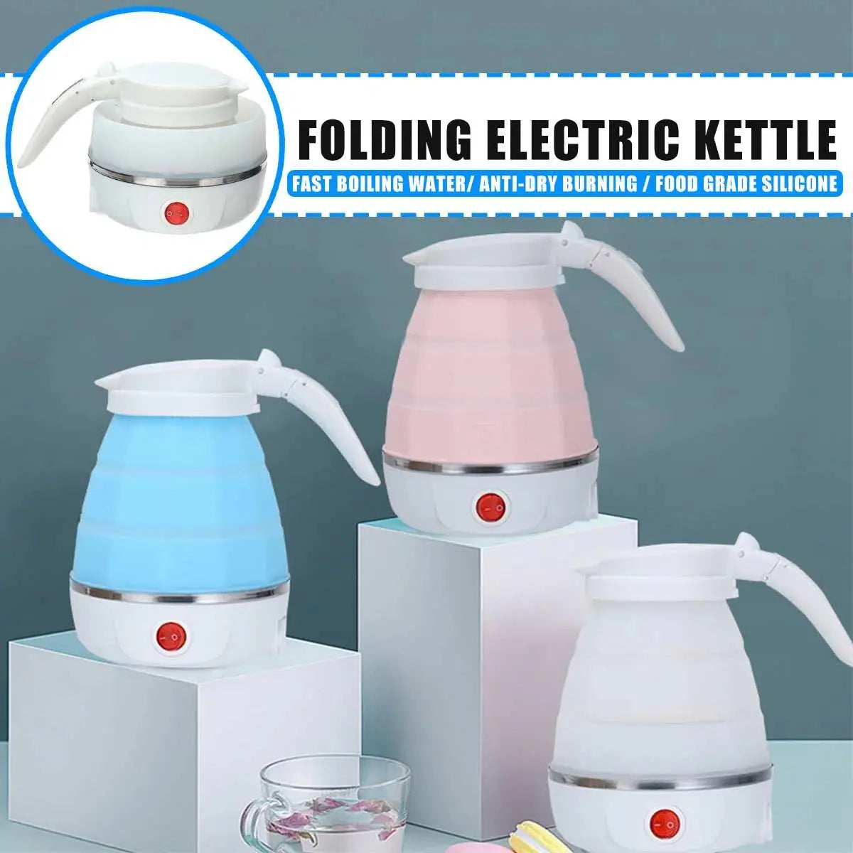 Silicone Foldable Electric kettle For Travel and Houshold, Automatic Function Bachat Dukan